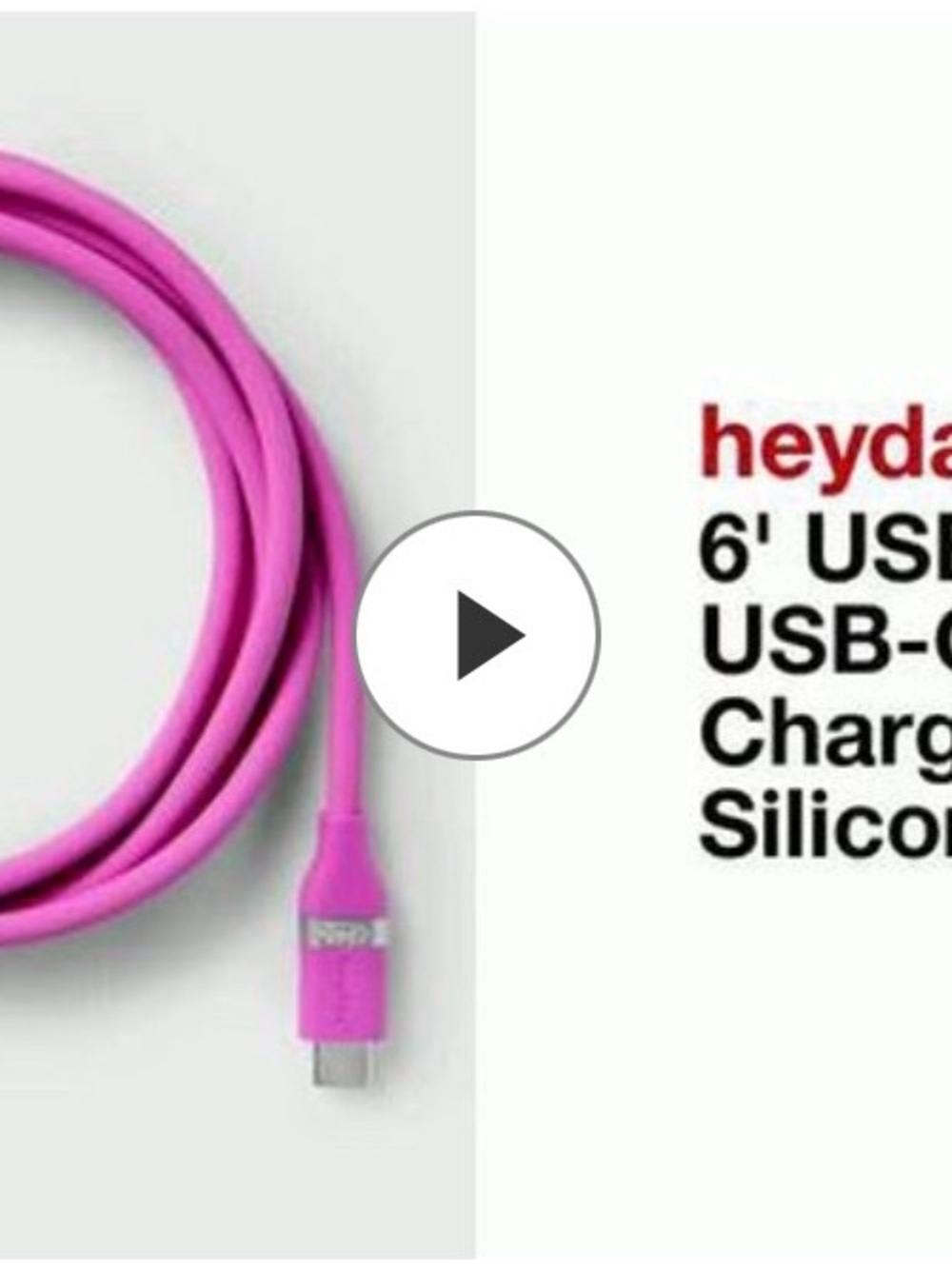 Heyday 240 Purple USB-C to USB-C fast Charging Cable 6 feet Silicone Neon Violet - Picture 10 of 14